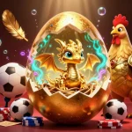 Watch xem bóng đá trực tuyến with vibrant dragon and golden hen amidst dynamic casino elements