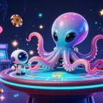 Experience gg88 excitement with an alien octopus at a holographic poker table!
