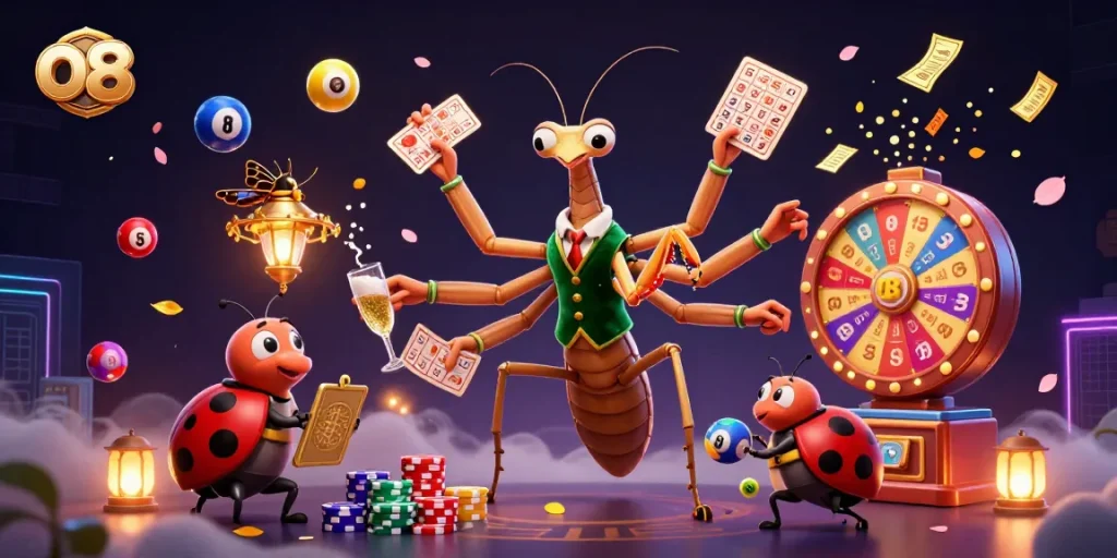 Experience the thrill of gambling with o8's dynamic 3D casino illustration.