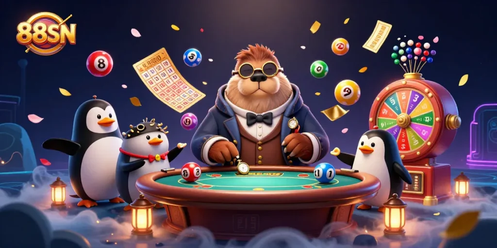 Experience thrilling gameplay with 88SN at an underwater poker table with vibrant casino elements