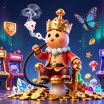 Experience thrilling games at lc88an casino, featuring vibrant 3D illustrations of poker and arcade action.