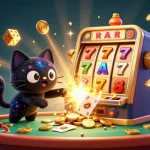 Engage in Rút Tiền F168 with a striking cosmic casino scene featuring a black hole cat and vibrant game elements.