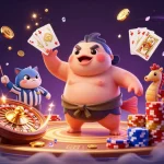 Engage in playful gambling action at trang chủ F8BET featuring animated fugu and dynamic casino elements