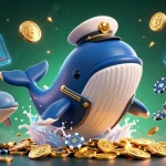 Engage with luck8 by diving into a scene with a whimsical whale and crypto elements.