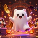 Win big with MAN88 in a vibrant haunted casino scene full of spooky characters and slot games.